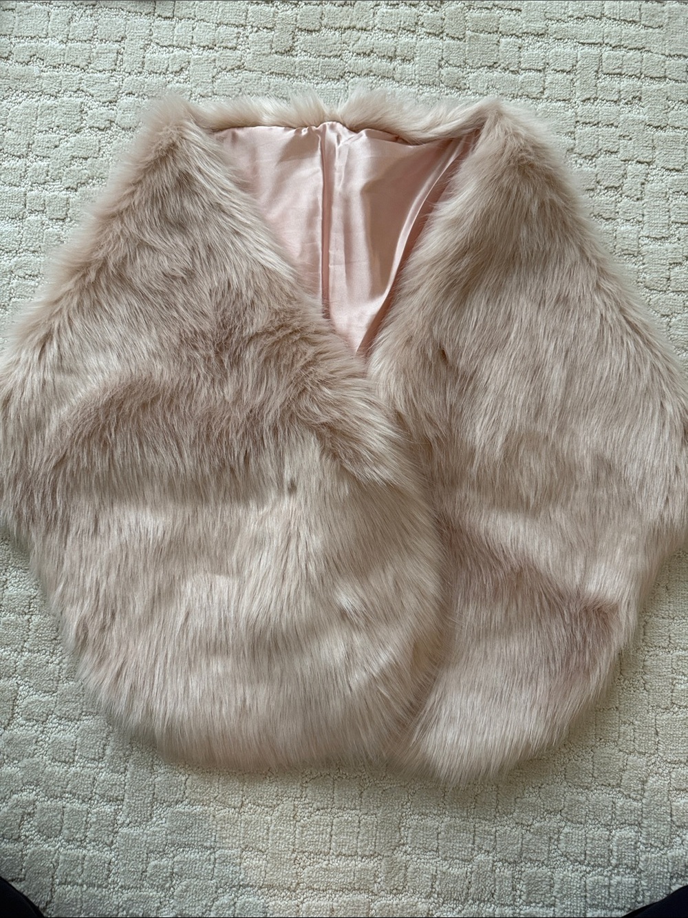 Blush Pink Faux Fur Stole Jacket